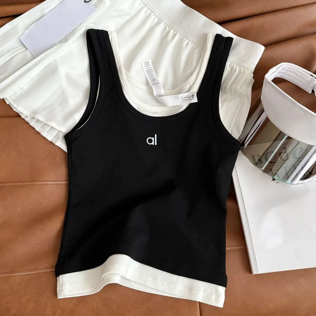 Designer Womens Cross Yoga Sports Tops Vest Luxury Slim Fit Sleeveless Vests With Pad Summer Cotton Tees Outside Wearing Tank Top Clothing T Shirt US 