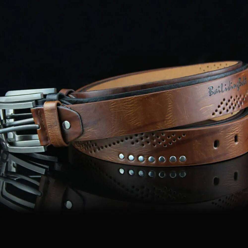 Genuine Leather Men's Belt Luxury High Quality Classic Buckle Business Cowboy Vintage Waistband Alloy Belts Y260225