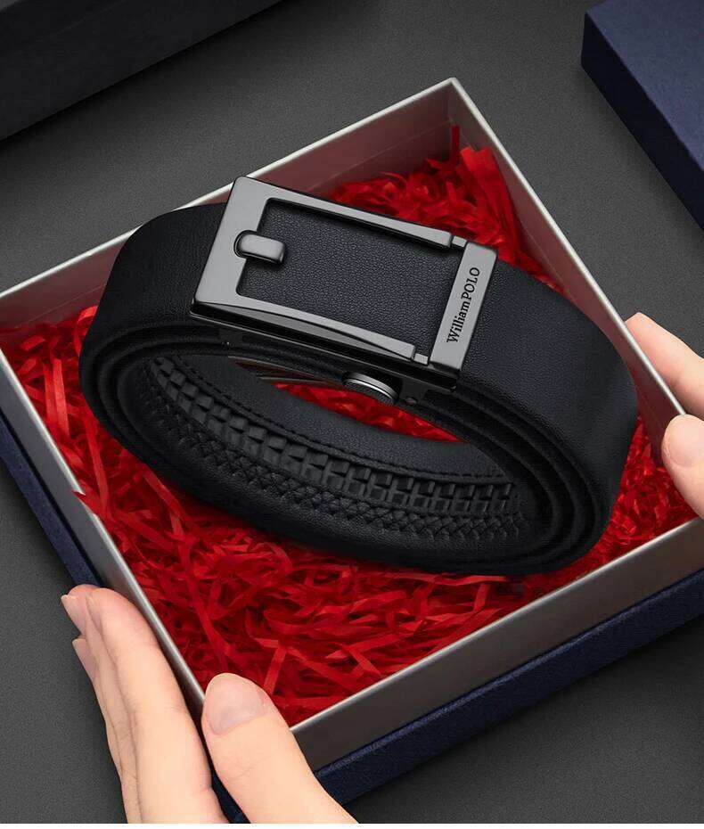Men's leather waist fashionable, automatic buckle, versatile belt, casual pants belt with adjustable straps Y260225
