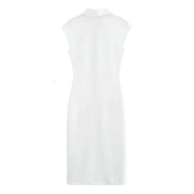 MUJER 2025 Pleated Midi Dresses for Sleeveless Shirt Woman White Black Women's Summer Draped Party Dress Women XJ260225