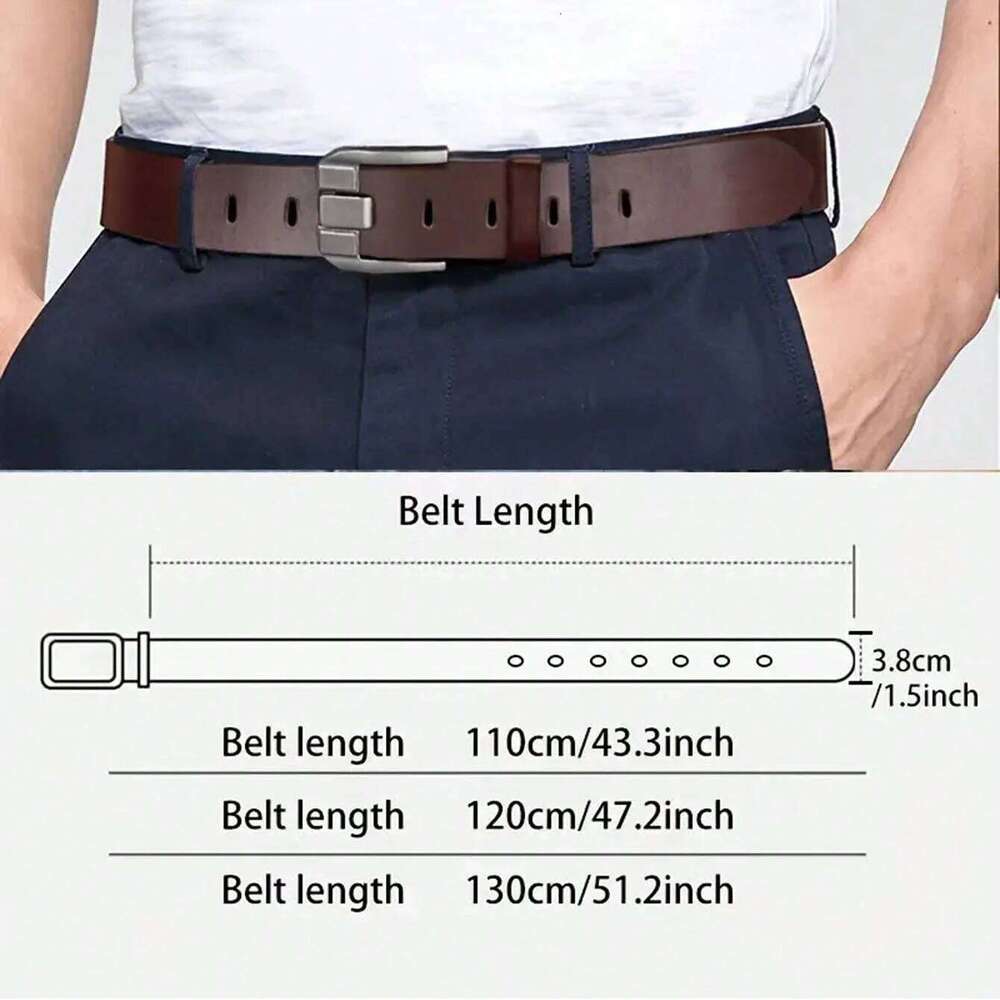 New Classic Luxury Vintage Men's Leather Belt Black PU Material with Square Alloy Buckle - Perfect for Casual or Business Wear Y260225