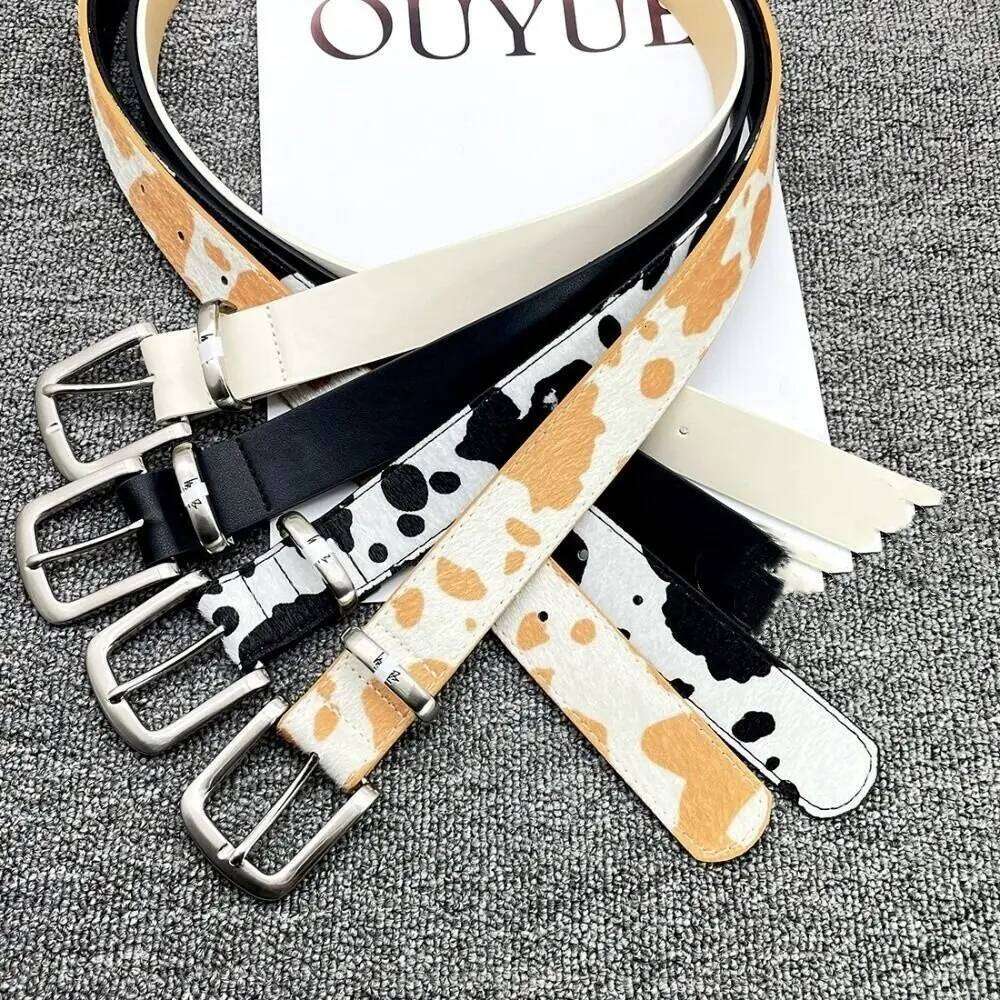 New Stu Style Cow Horse Hair Waist Belt Metal PU leather Pin Buckle Waistband Versatile Accessory Casual Trouser Dress Belts Y260225