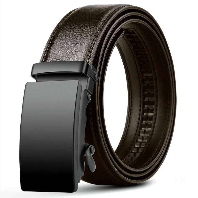 Black Men's Business Belt - Luxury PU Leather Waist Strap, Automatic Buckle, Famous Brand, Ideal for Jeans Y260225