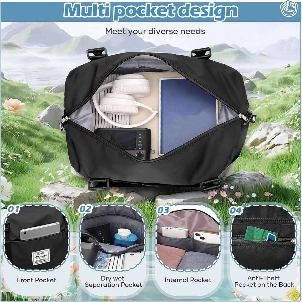 Women's Small Gym Bag, Stylish Duffle Travel Bag Plane, Lightweight Sports Tote with Wet Pocket for Yoga, Pilates, Swimming Y260225