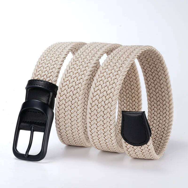 Unisex Elastic Stretch Non-Perforated Woven Canvas Korean Style Versatile Student Belt, Lightweight and Invisible Design Y260225