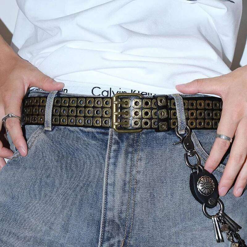 High Quality Hollow Rivet Designer Belt For Men And Women Gothic Accessories personality Punk Style Ideal choice for Gift Jeans Y260225