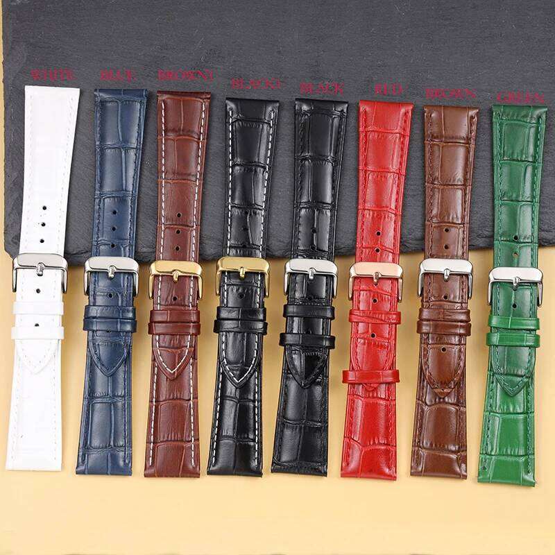 Calfskin Leather Strap 18mm 20mm 22mm 24mm Watchband For Women Men Watch Accessories Solid Buckle Black Brown Y260225