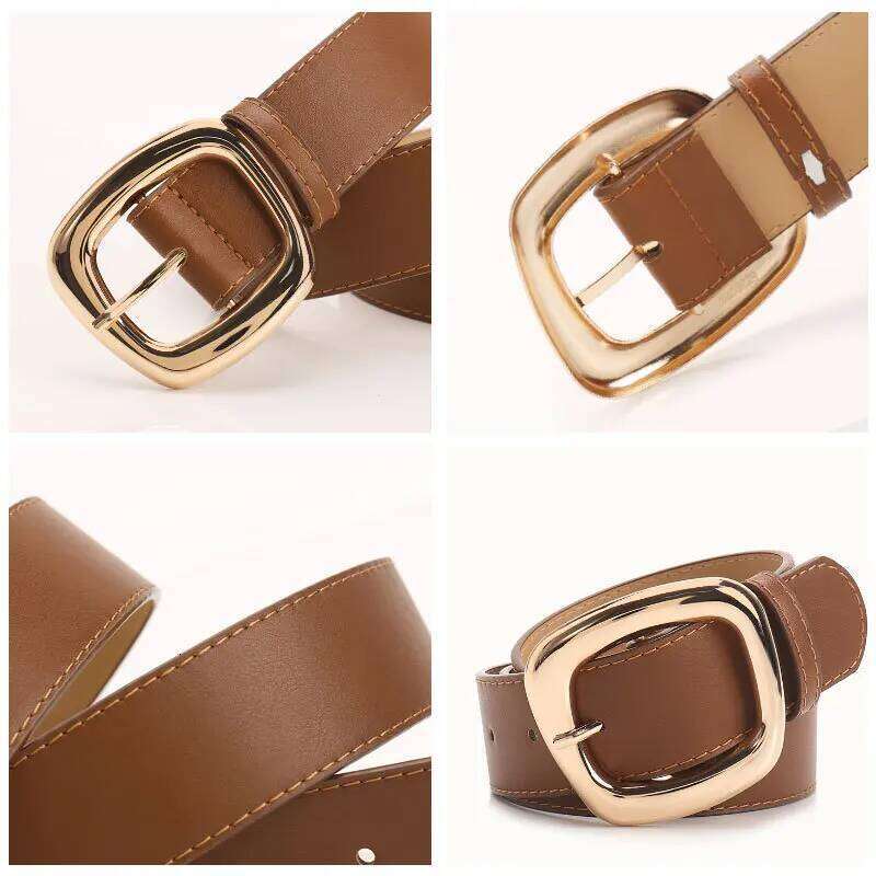 New Versatile Trapezoidal Buckle Wide Women's Fashionable Commuting Casual Style Paired with Jeans Clothing Belt for Women Y260225
