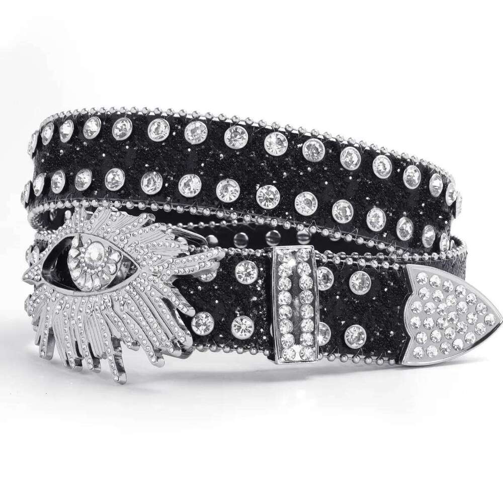 Luxury Men Women Western Cowboy With Diamond Bing Rhinestone Disco E Girls For Jeans Punk Rock Crystal Studded Belt Y260225