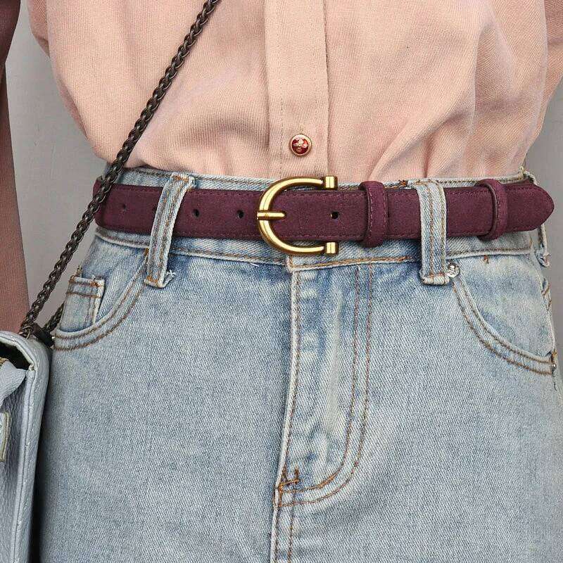 Women Luxury Design Suede Leather Belt Casual Versatile Business Waist Strap Trendy Trouser Dress Belts Gifts Y260225