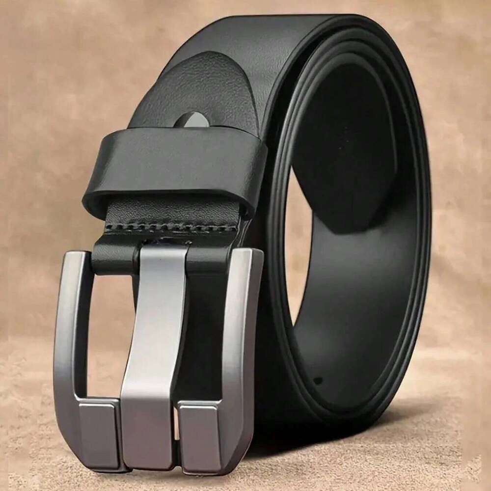 New Classic Luxury Vintage Men's Leather Belt Black PU Material with Square Alloy Buckle - Perfect for Casual or Business Wear Y260225