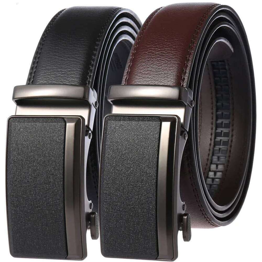 Men's Leather Fashion Automatic Buckle Cowskin Male Belts Luxury Designer Black Brown 3.5cm Y260225