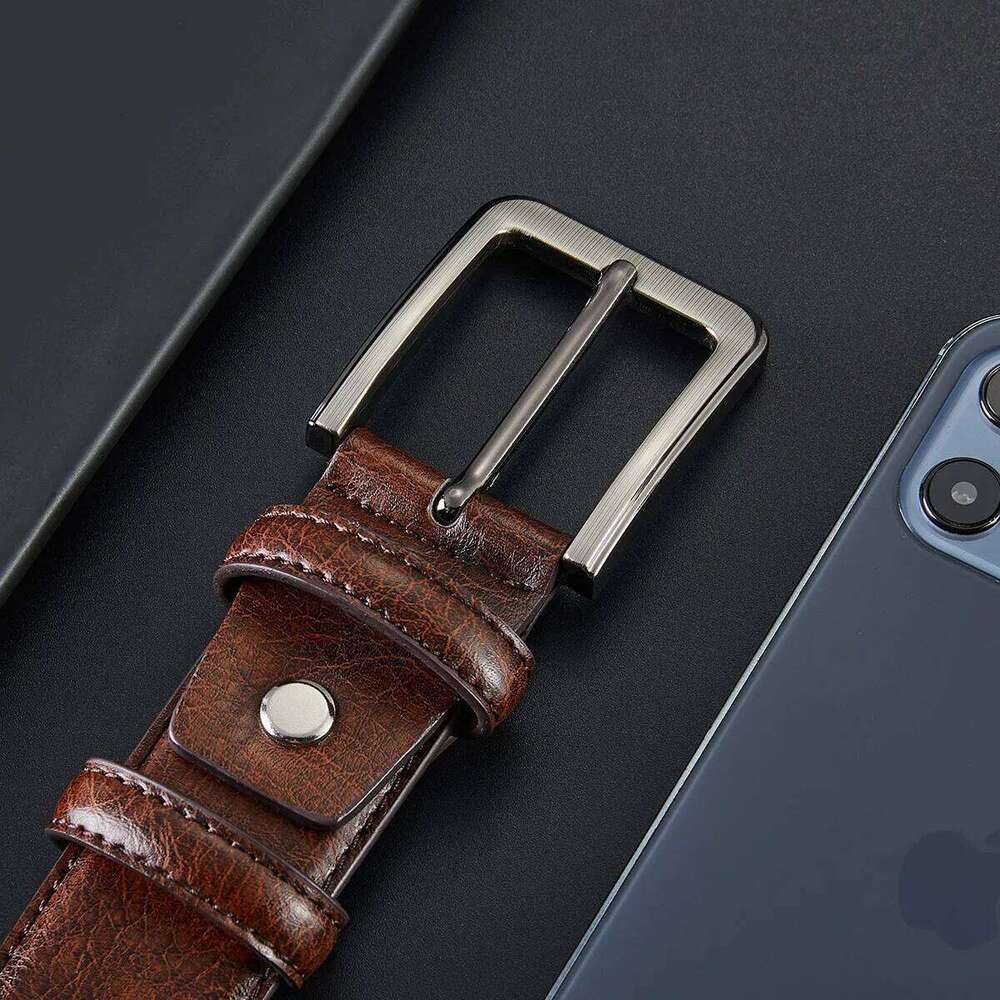 Genuine Leather High Quality Pin Buckle Jeans Men's Retro Cowhide Casual Business Denim Belt Y260225