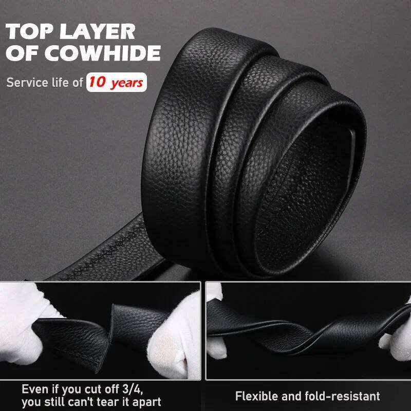 Premium Top Layer Cowhide Men'S Belt - Soft, Durable & Stylish With Automatic Alloy Buckle For Business Wear Y260225