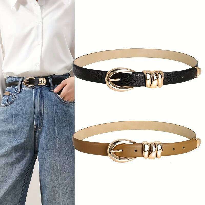 New Luxury Women's Leisure Fashion High-quality Golden Buckle Belt Design Waist Strap BeltSuitable for Jeans and SkirtsIdeal Gift Y260225