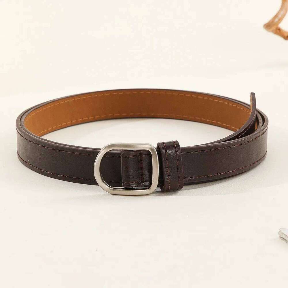 Lazy Casual Simple Perforated Women'S Paired With Jeans Men'S Pu Leather Belt Y260225