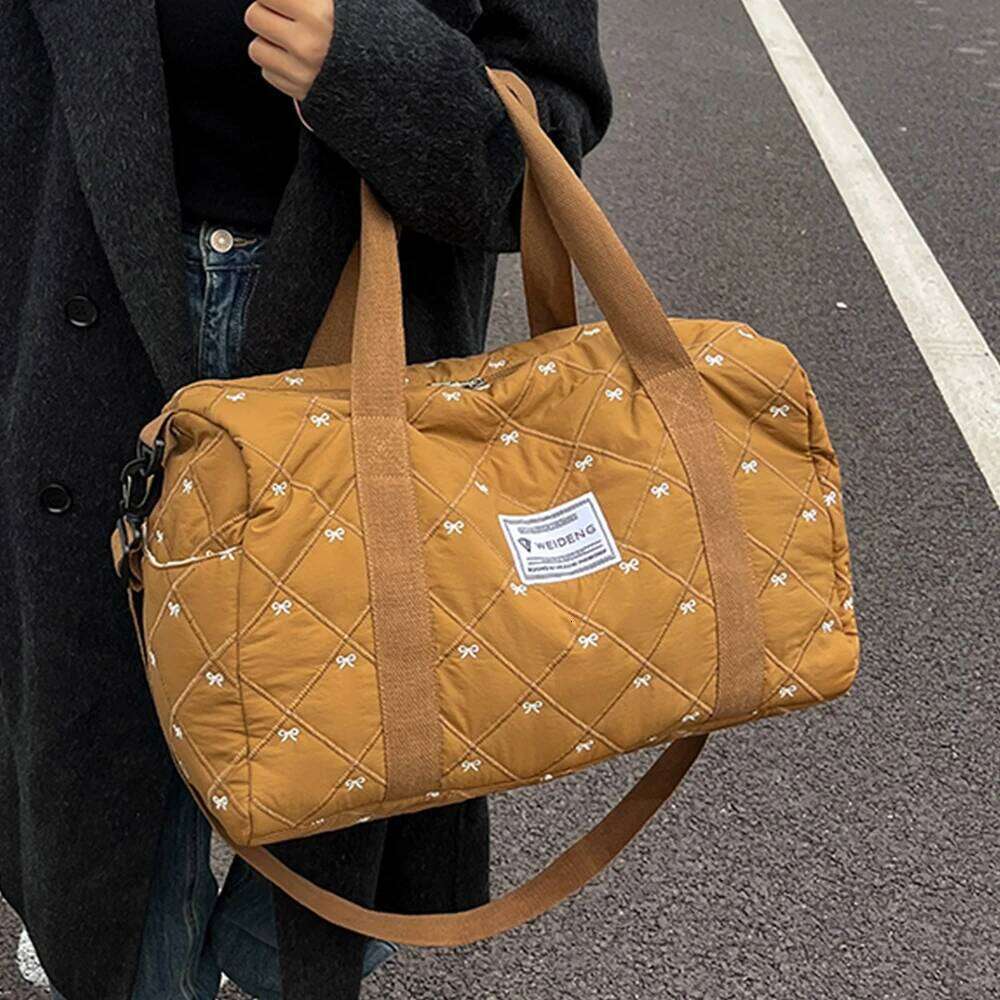 Bow Large Capacity Waterproof Tote Handbag Travel Duffle Women Yoga Fitness Sport Bags with Shoe Compartment Y260225