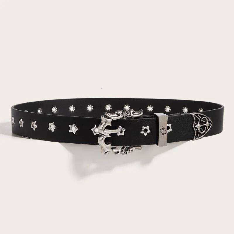 Star Eye Rivet Studded For Men and woman Gothic Pin Buckle Fashion Casual Punk Pu Leather Waistband Y2K Hip Hop Jeans Belt Y260225