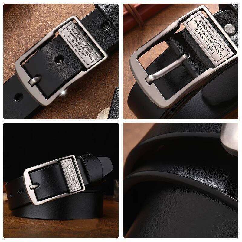 New leather retro fashionable metal alloy needle buckle adult luxury brand jeans business casual waist men's belt Y260225