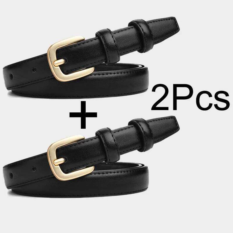 2Pcs Women's Fashion Black Retro Needle Buckle Jeans Casual Strap Long Skirt Belt Y260225