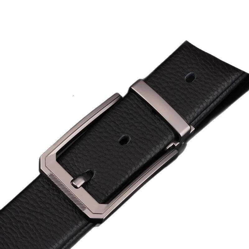 Genuine Belt with Hard Metal Soft Cowhide Leather Luxury Men's Belt, Trendy Retro, Pin Buckle, High Quality Y260225
