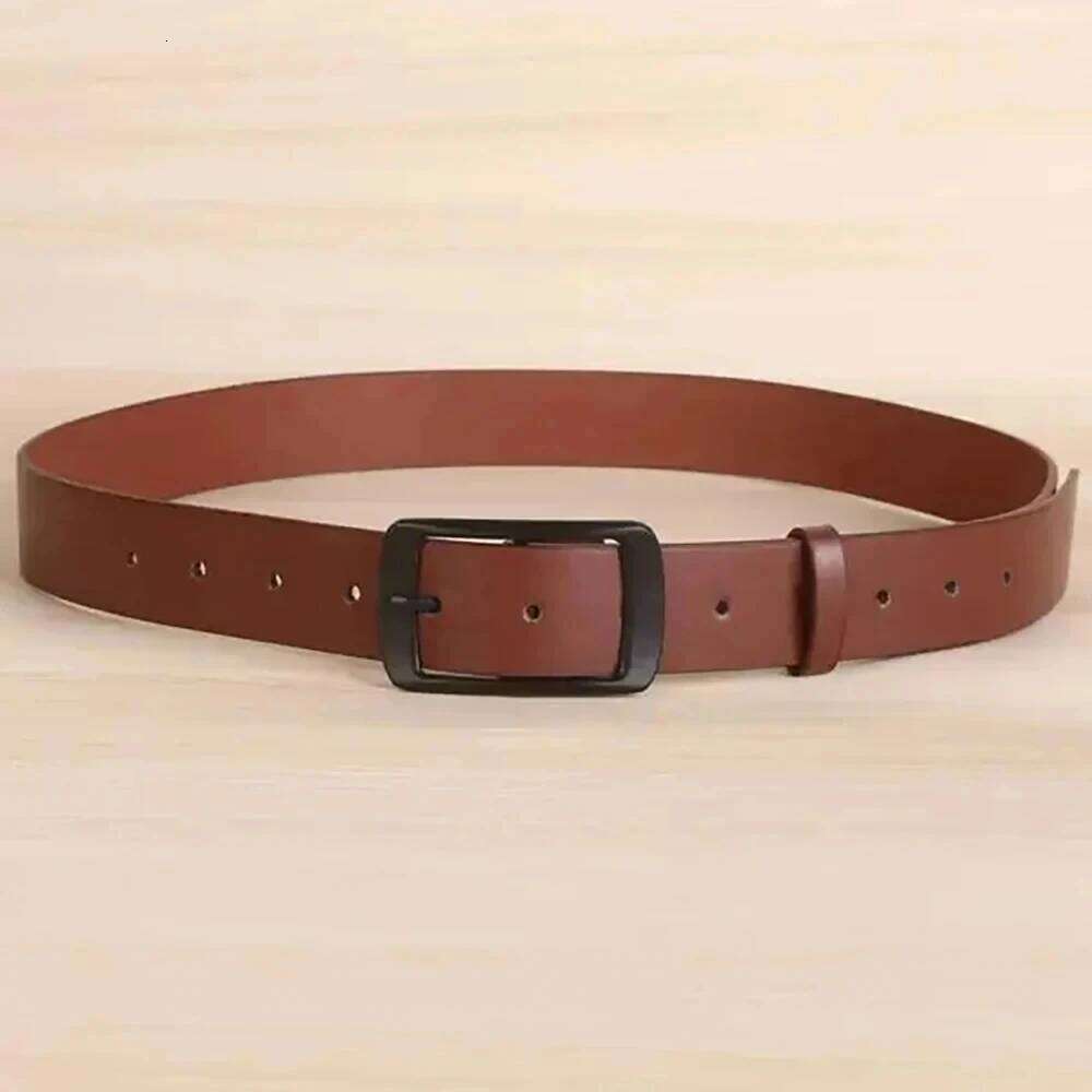 1pc Men's Classic PU Leather High End Authentic Fashion Metal Buckle Women Paired with Jeans Belt Unisex Y260225