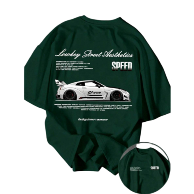 Summer Men's Racing-themed Street T-shirt Featuring Sports Elements Stylish Youthful Activities Round Neck Soft Cotton