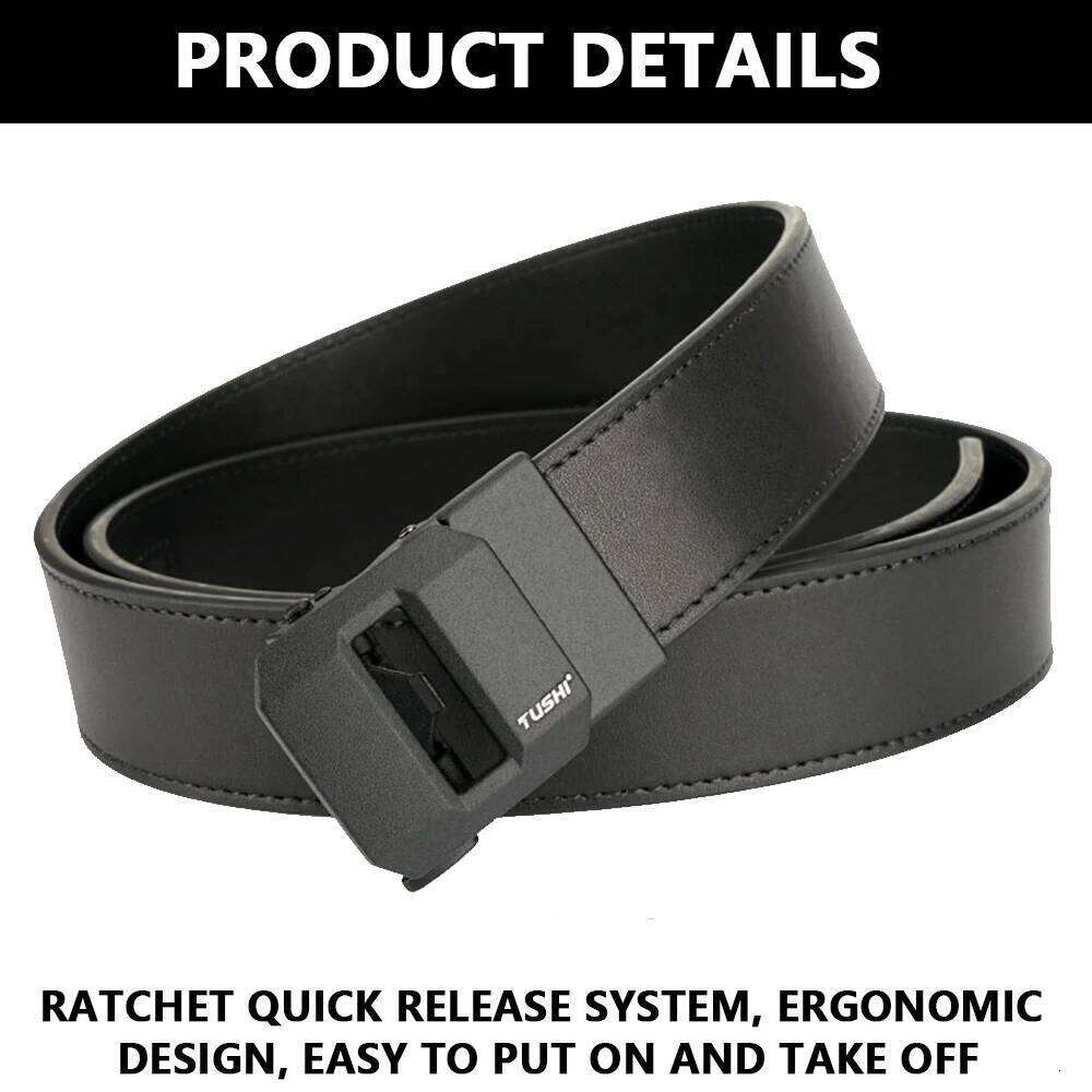 TUSHI New Leather Tactical Luxury Automatic Buckle for Belt Designer Belts Men High Quality IPSC Girdle Male Black Y260225