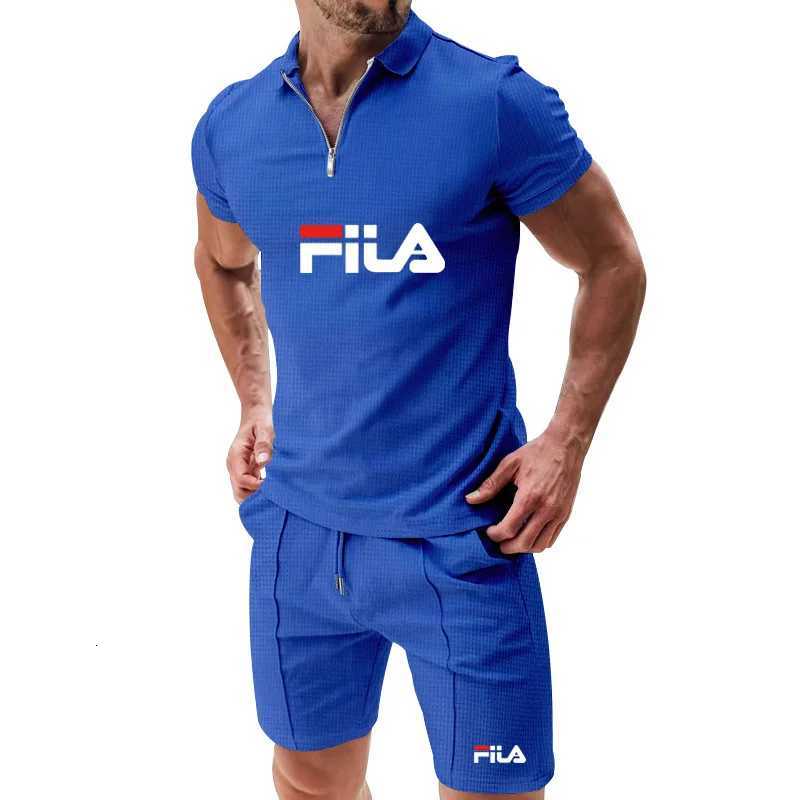 2026 Summer Men's Waffle-Knit Polo Short Set - Fashionable Casual Running Two-Piece TracksuitT260225