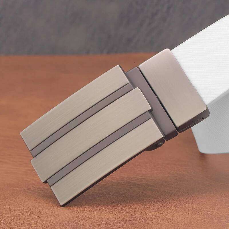 High Quality White Slider Genuine Leather Men's Designer Brand 2.9cm Wide Casual Belt Ceinture Homme Black Luxury Y260225