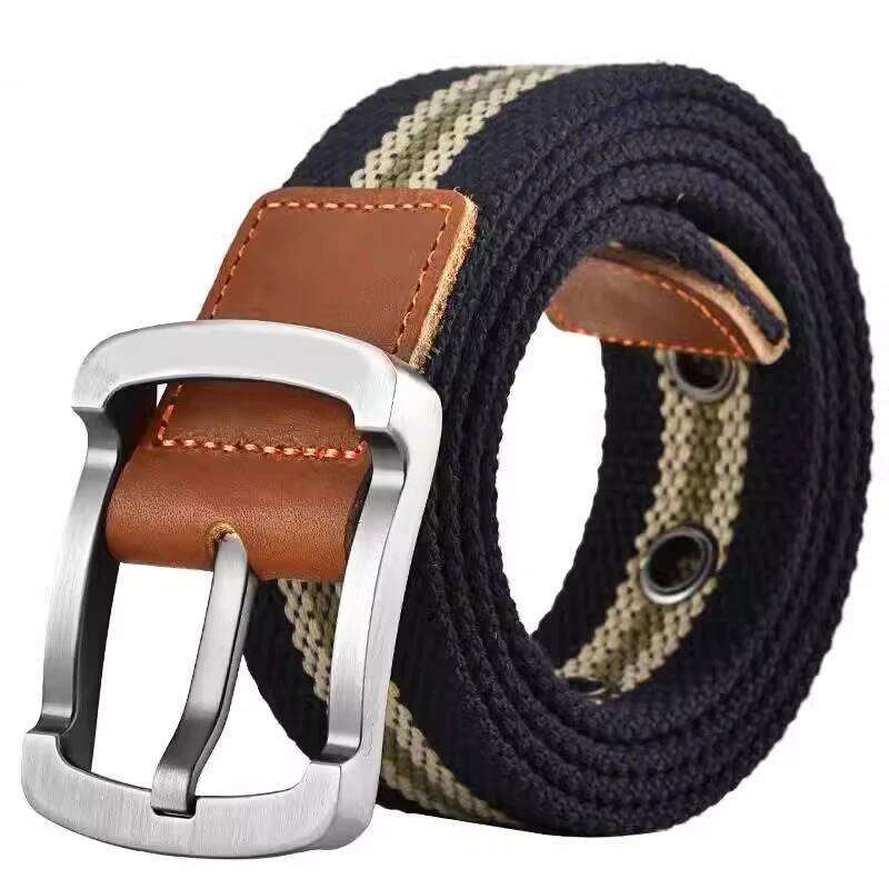 Fashionable Trendy Canvas Men's and Women's Casual Belt Student Youth Cargo Pants Needle Buckle Wide Neutral Belts Y260225