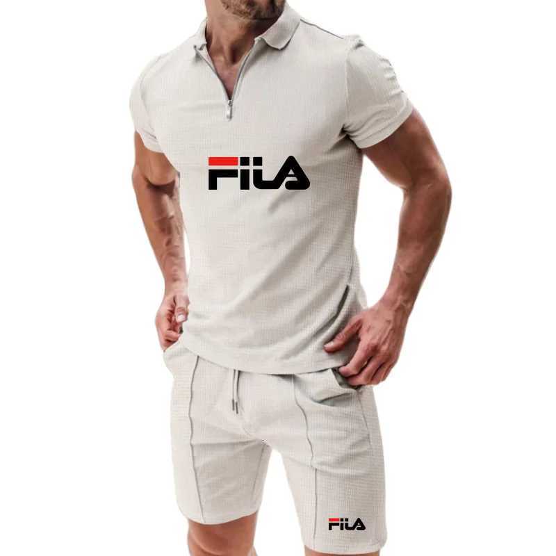 2026 Summer Men's Waffle-Knit Polo Short Set - Fashionable Casual Running Two-Piece TracksuitT260225