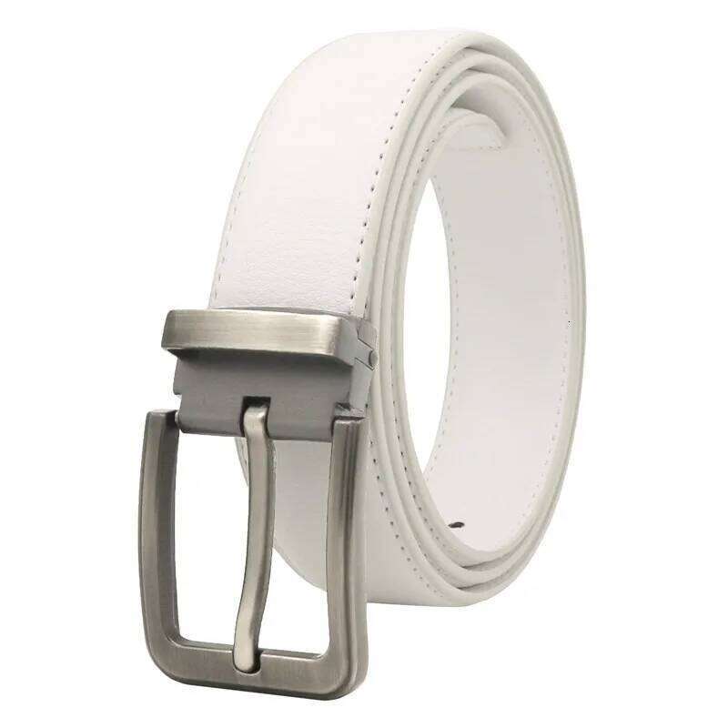 Korean version Golf white leather Pin buckle youth pants casual original belt for men and women Y260225