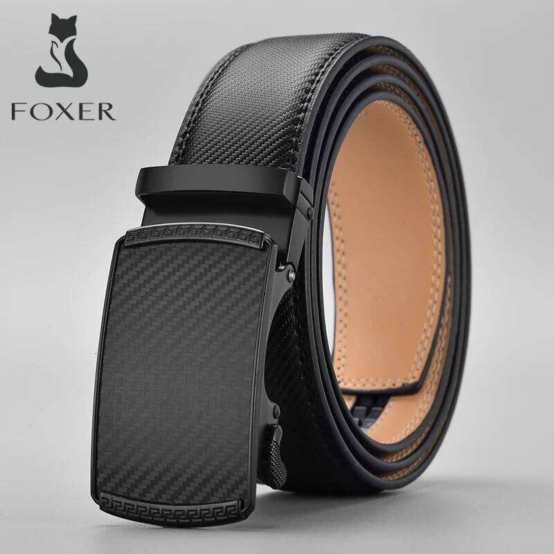 FOXER Brand Men's Belt Cowhide Leather Solid Color Symmetrical Buckle Waistband Jeans Dress 2025 Male Accessories Handmade Y260225