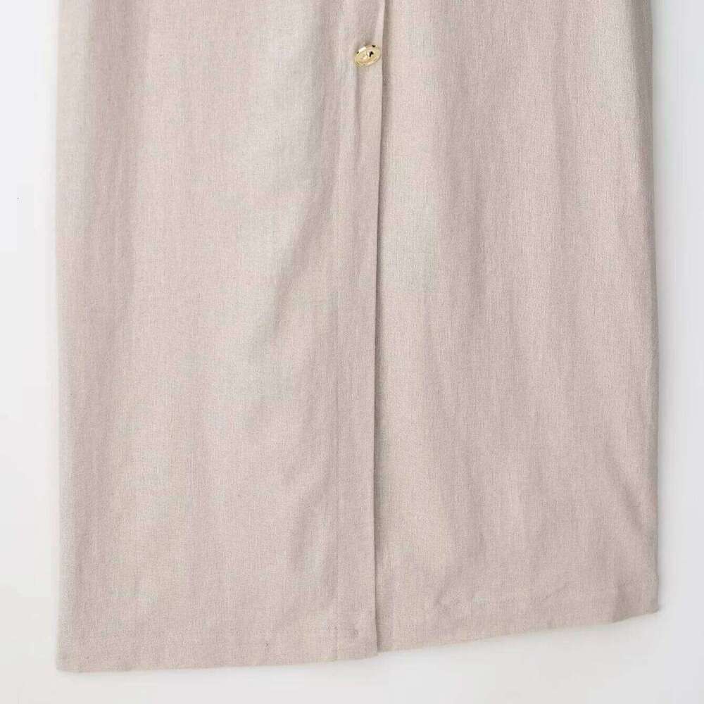 Elegant Linen Blend Belted Sleeveless Midi for Women Office Workwear Summer Vest Dress XJ260225