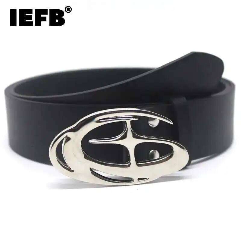 IEFB New Trendy Belt Abstract Three-dimensional Cross Star Design Buckle Waistband Jeans Skirt Accessories Fashion Belts 9W490 Y260225