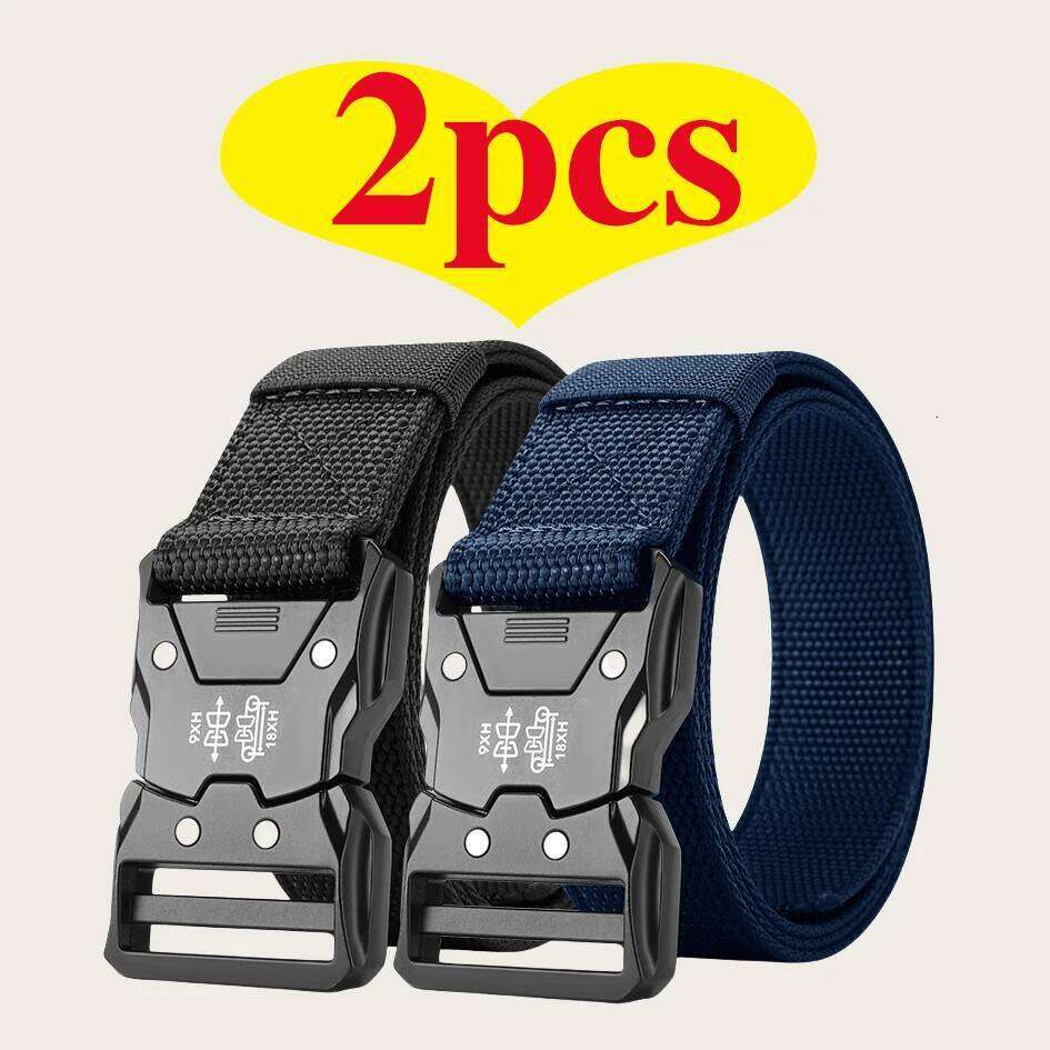 Two pieces of men's outdoor sports training fashionable and versatile trend belt, quick release symmetrical buckle belt Y260225