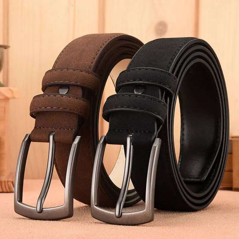 Suede Retro Trend Alloy Buckle Men'S Large Size Genuine High-End Belt 2023 New, Gift For Boyfriend And Dad Y260225