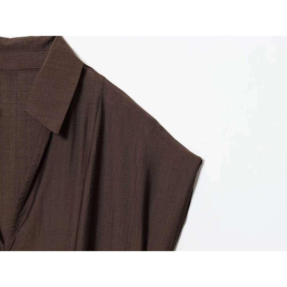 2025 autumn new women's casual, simple and fashionable temperament V-neck sleeveless solid color dress with belt XJ260225