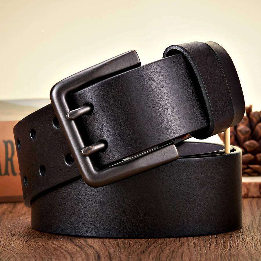 4.3cm Wide Thick Real Cowskin Genuine Leather For Men High Quality Casual Male Belt Double Pin Buckle Cowboy Business Strap Y260225