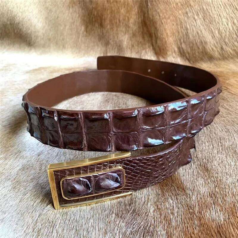 Fashion Stylish Authentic Crocodile Skin Smooth Buckle Men Belt For Suits Genuine Real Alligator Leather Male Waist Strap Y260225