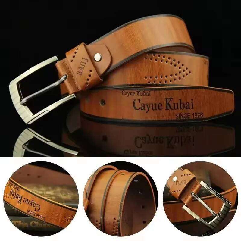 Fashion Luxury Belt for Men PU Leather 110cm Waistband Metal Pin Buckle High Quality Famous Brand Designer Waist Strap Belts Y260225