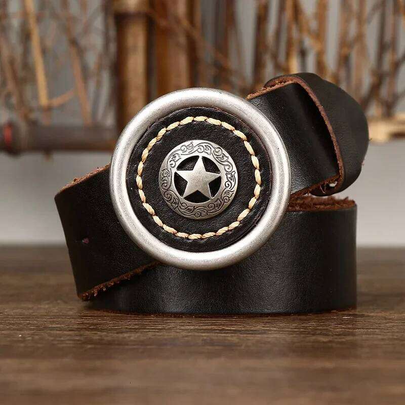 3.8CM Genuine Leather Belts for Men Thickened Head Layer Pure Cowhide Smooth Buckle High Quality Jeans Cowboy Male Belt Luxury Y260225