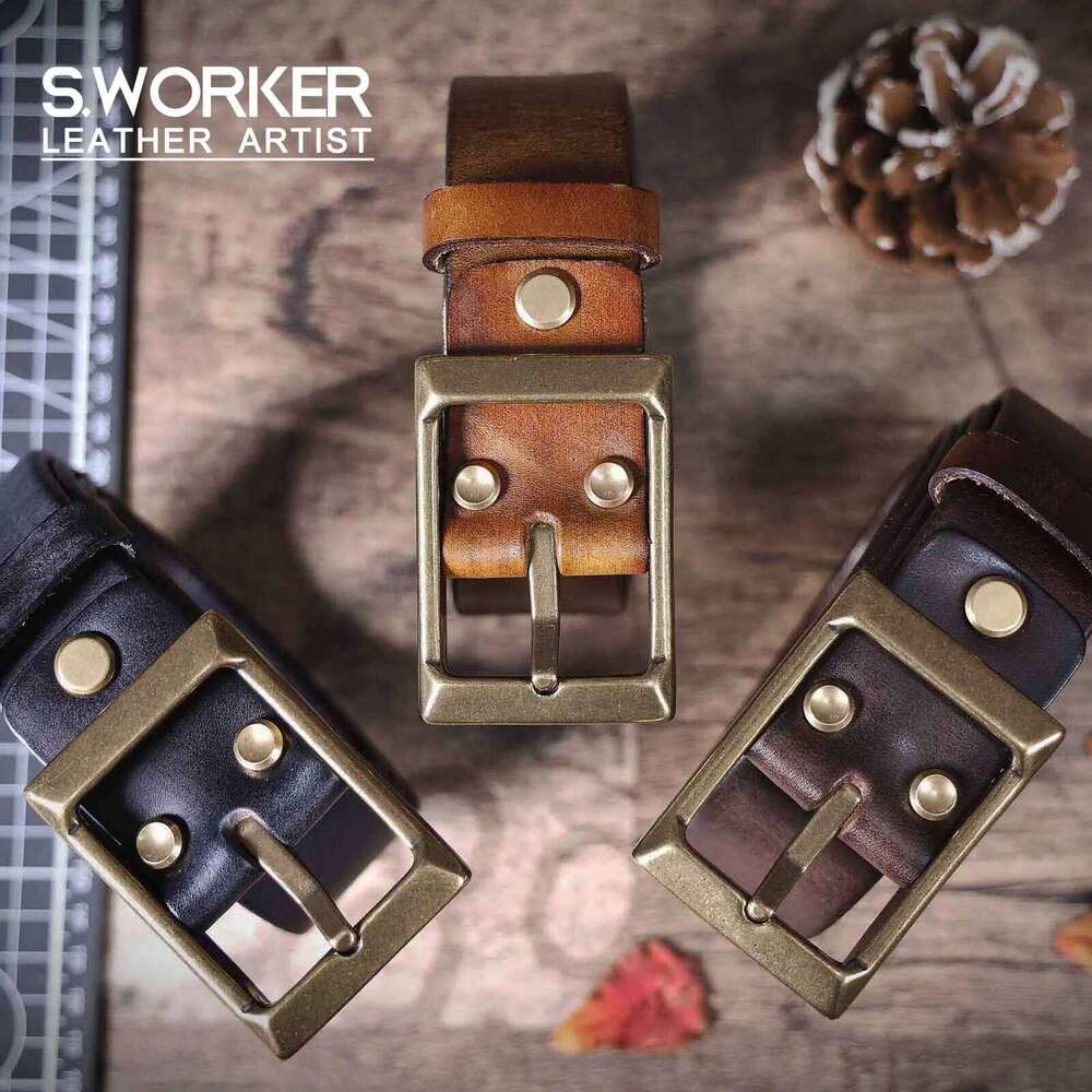 Vintage Thickened Genuine Leather Men's Belt, Casual Pin Buckle Belt With Gift Box, Top-layer Cowhide Pure Italian Leather, High Y260225