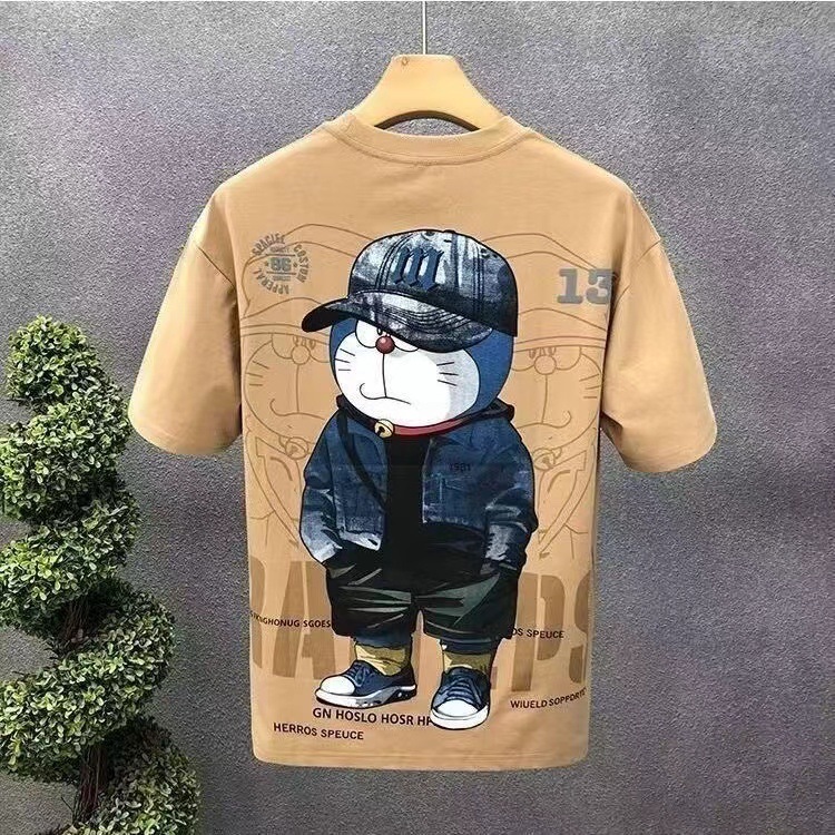 2026 New Design Dingtang Cat - Japanese Style Men's Summer Cartoon Short-sleeved T-shirt - Luxury Fashion Brand Trendy T-shirt, Men's Lightw