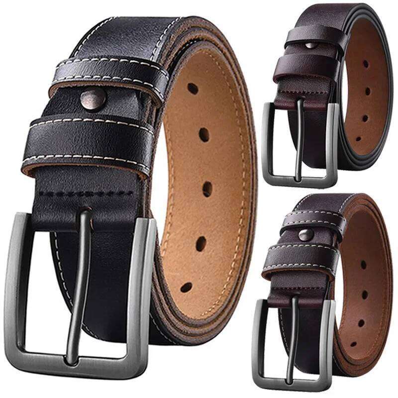 Plus Size 105-140 150 160 170cm Cowhide Waist Straps Men's Genuine Leather Pin Belts LONG Large Top Layer Soft Jeans Waistband Y260225