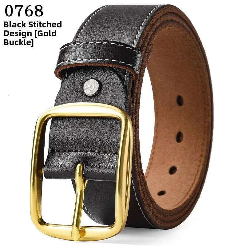 3.8CM Cowhide Copper Buckle Waistband Large Size 105-140 150 160 170cm Genuine Leather Jeans Belt Men's Luxury Male Strap Cintos Y260225