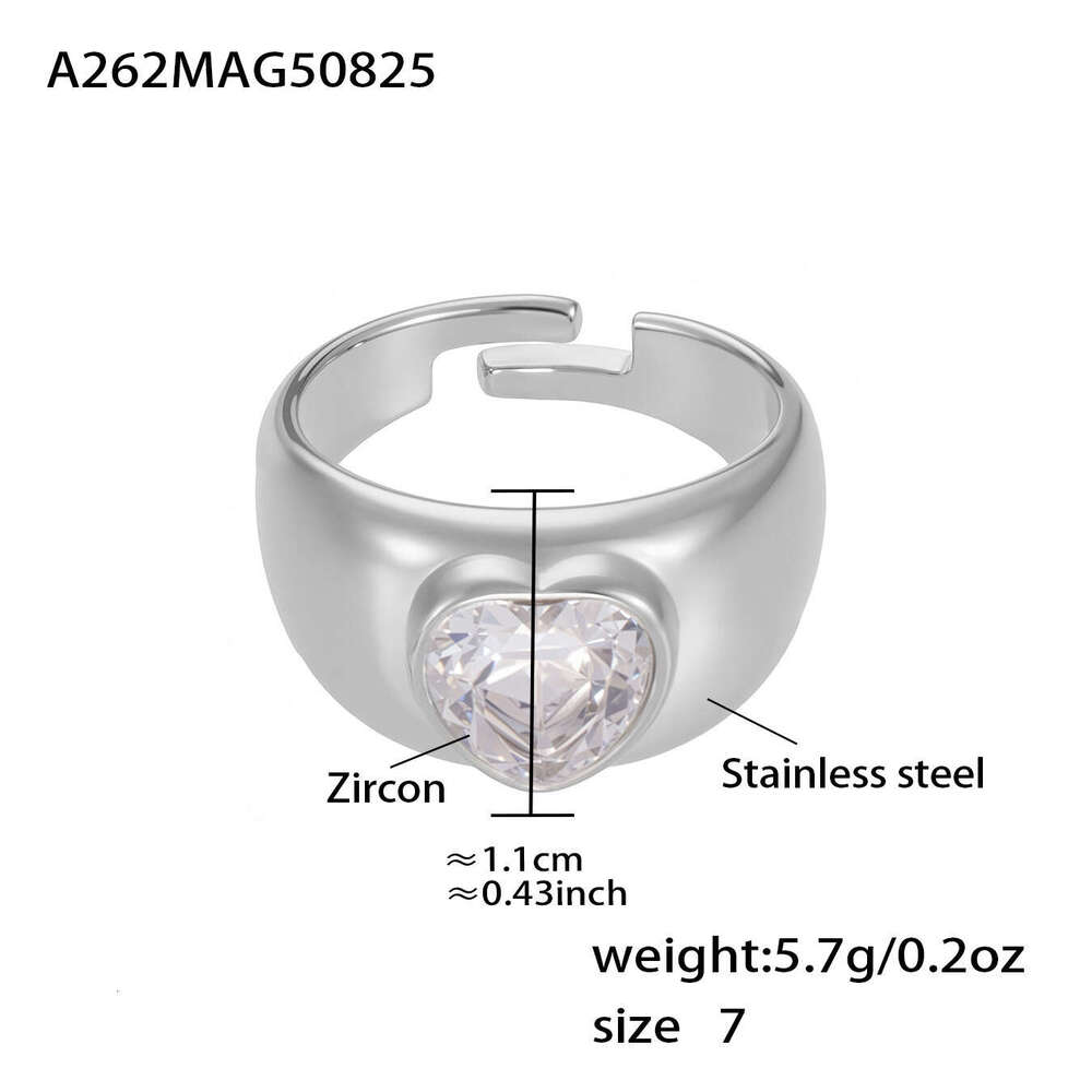 new heart-shaped colorful zircon for women, exaggerated geometric design with diamonds, European and American open ring wholesale