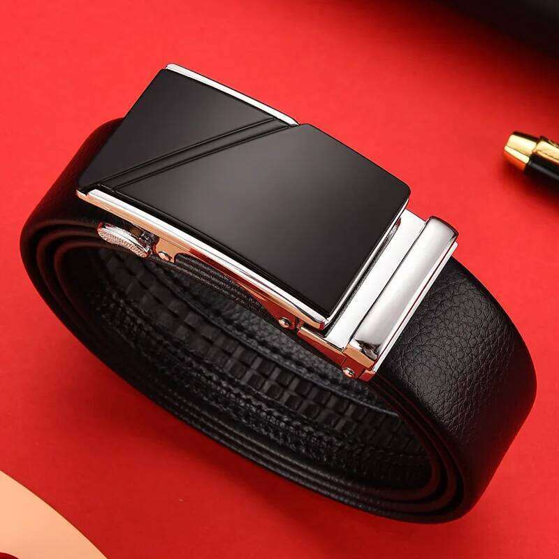 New Cowhide men's leather belt, automatic buckle,high-end trendy buckle Y260225