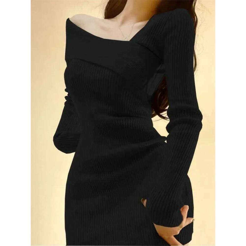 Summer Women Long Sleeve Slim Knitting Female Clothes Streetwear Vacation Casual Soft Sweet Sexy Korea Fashion Dress XJ260225